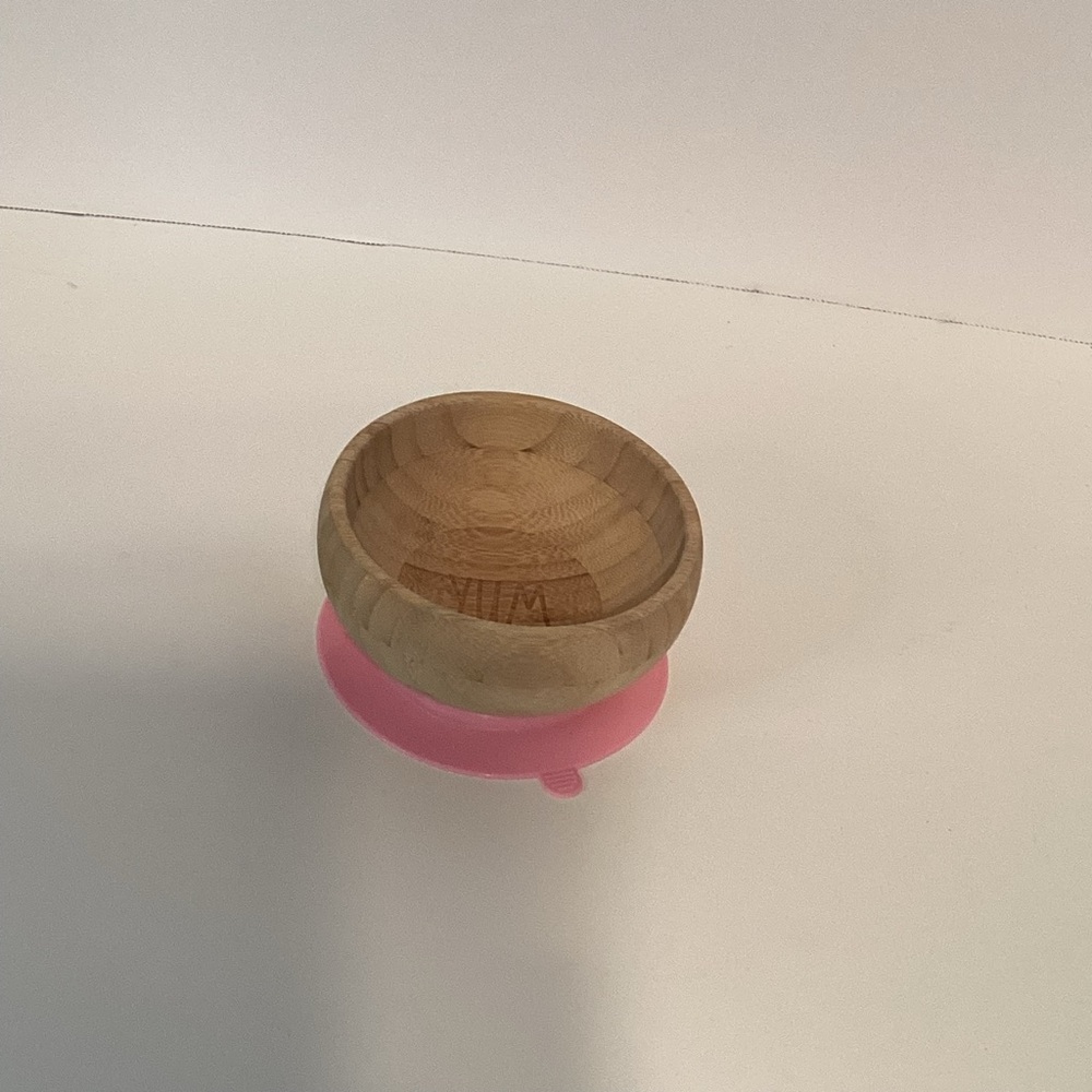 Rae Dunn Avanchy Bamboo Baby Bowl with Pink Suction Base - Picture 2 of 4